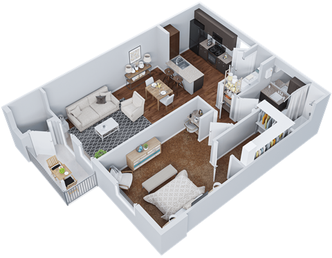 a floor plan of a house with a bedroom and living room